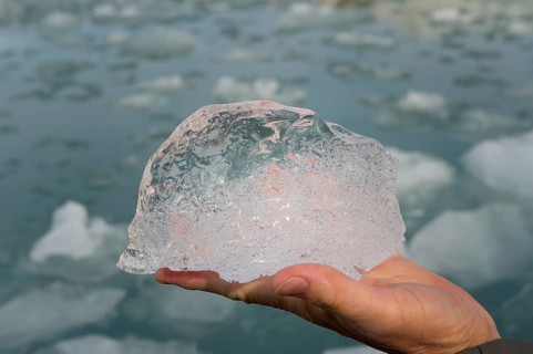 Holding a block of ice