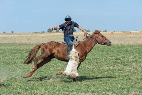 Traditional Kokpar or Buzkashi in the outskirts of Gabagly National Park