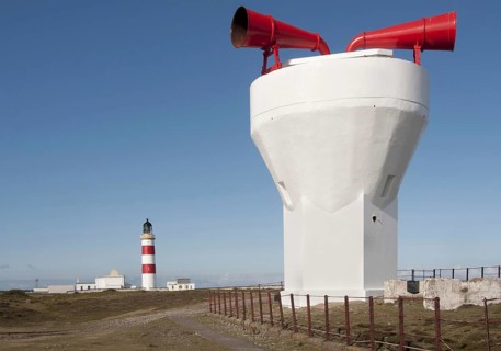 View of the coastal fog signal and lighthouse
