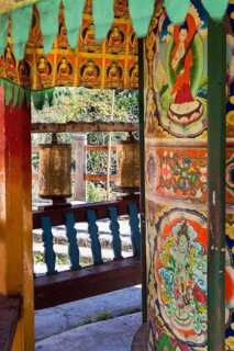 Prayer wheels in the Tibetan village of Shuzheng