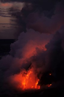 Lava flowing into ocean
