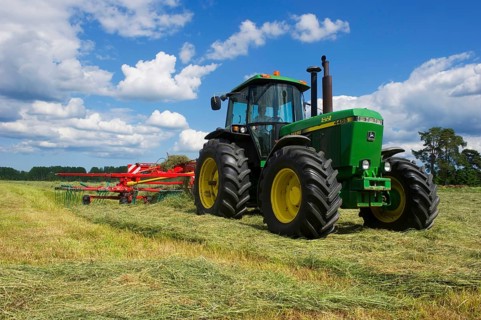 John Deere 4455 tractor and double turner