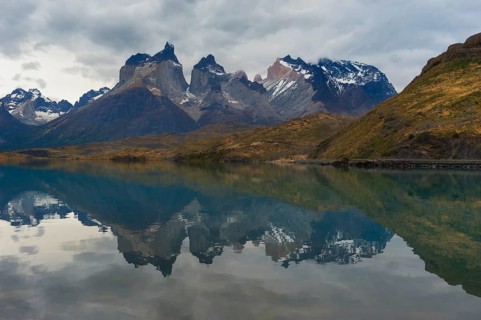 Reflection of the Cuernos del Paine in Lago Pehoe