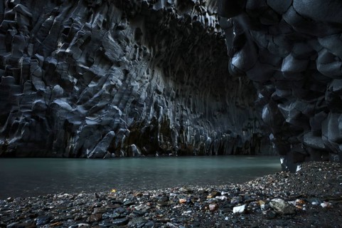 Lava rock in the river park Gole dell' Alcantara