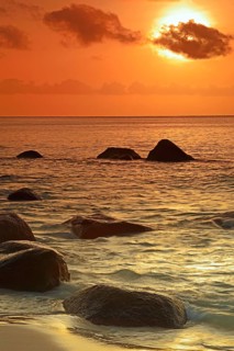 Sunset at Anse Lazio