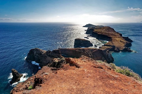 View at the end of hiking trail on Cape Ponta de Sao Lourenco