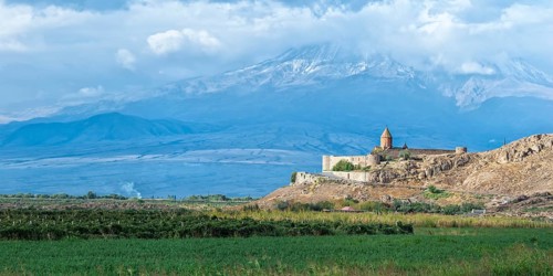 Khor Virap Monastery and Apostolic Church at the foot of Mount Ararat