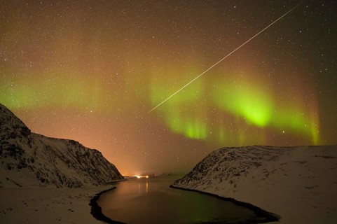 Northern Lights with Shooting Star