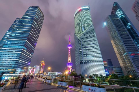Pudong financial district by night