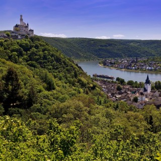 View of the Rhine Valley with Marksburg Castle