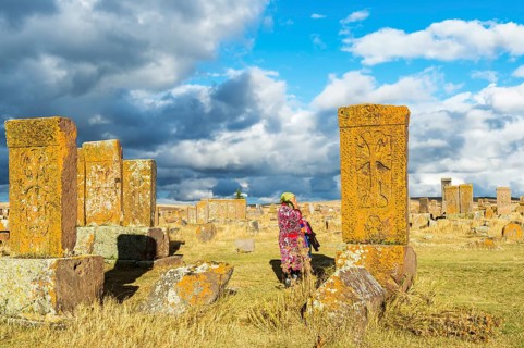 Medieval Khachkars carved memorial stele
