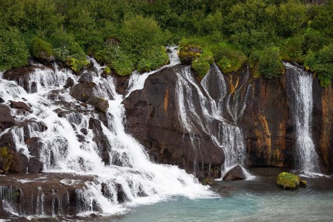 Hraunfossar Waterfalls and Hvita River