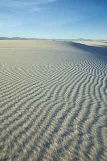 View of gypsum dunes with windblown ridges