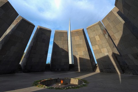 Armenian Genocide Monument Tsitsernakaberd with Eternal Flame