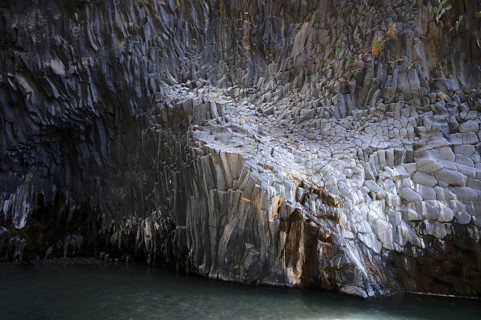 Lava rock in the river park Gole dell Alcantara