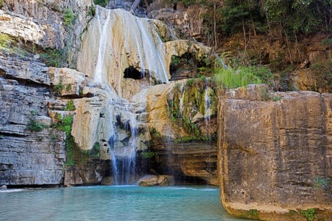 Waterfall in rock face at Tsiribihina River