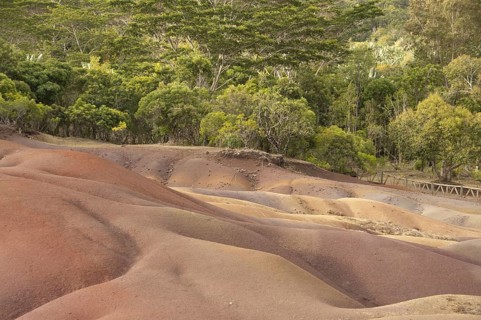 View of sand dunes comprising of different coloured sands