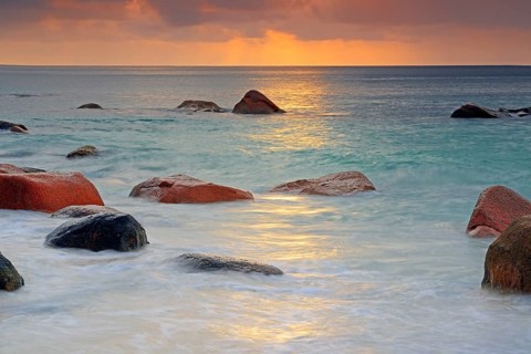 Sunset at Anse Lazio