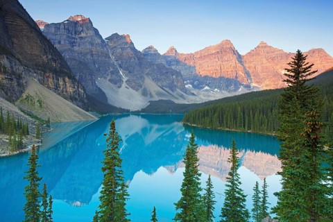 Glacial Moraine Lake in the Valley of the Ten Peaks