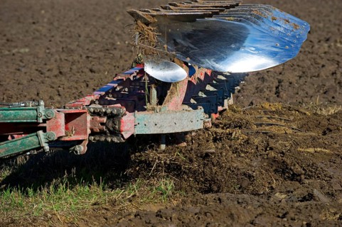 Close-up of a reversible plough