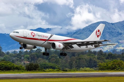An Airbus A300-600F aircraft of Aero Union with registration XA-LFR at Medellin Rionegro Airport