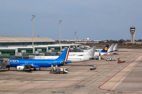 Aircraft at Terminal 1 of Barcelona Airport
