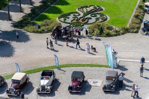 Schwetzingen Palace Park with classic cars