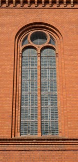 Church window made of gin bottles