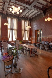 In a historic station coffee shop