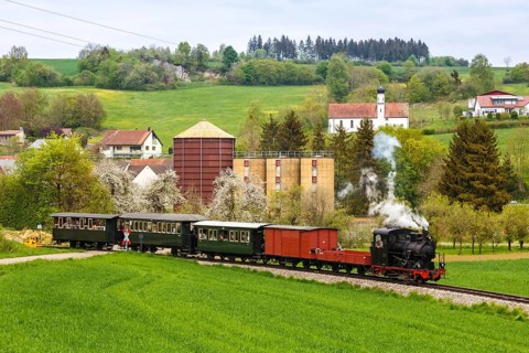 Steam train of the Haertsfeld Museumsbahn Schaettere railway Steam railway in Iggenhausen