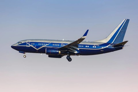 A Charter Jets Boeing 737-700 BBJ aircraft with registration EI-TVG at Milan Linate Airport