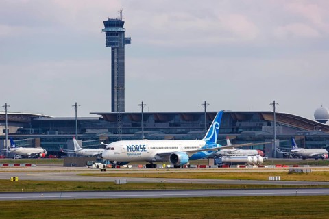 A Boeing 787-9 Dreamliner aircraft of Norse Atlantic Airways with registration LN-FNI at Oslo Gardermoen Airport