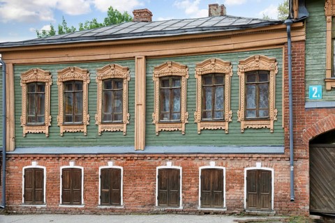 House with carved shutters
