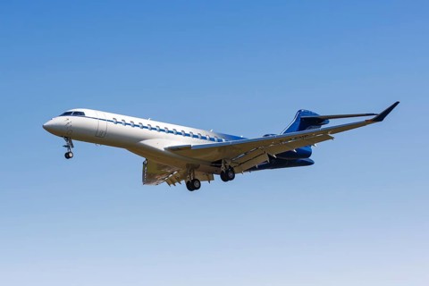 A private Bombardier BD-700-2A12 Global 7500 aircraft with registration F-HFHP at Milan Linate Airport