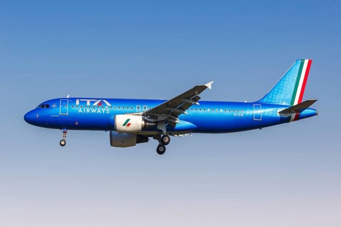 An Airbus A320 aircraft of ITA Airways with registration EI-EIA at Milan Linate Airport
