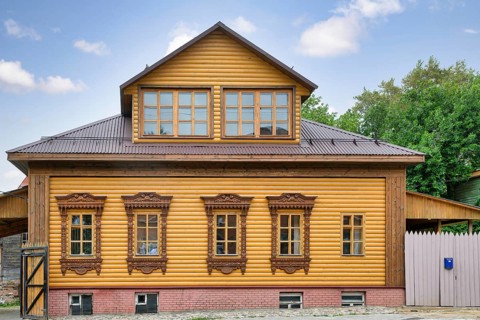 House with carved shutters