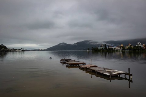 Small docs on lake in Florianopolis Brazil
