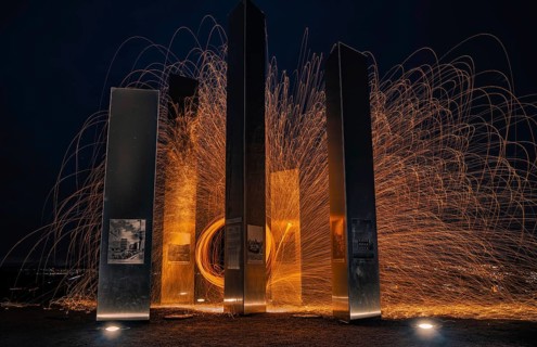 Circling steel wool at the memorial