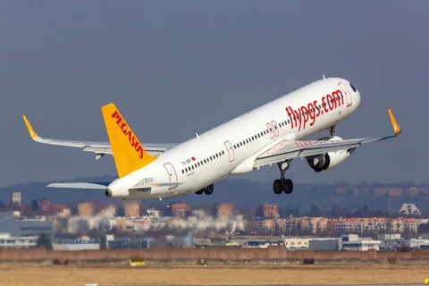 A Pegasus Airbus A321neo with registration TC-RBF at Stuttgart Airport