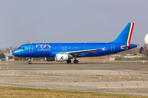 An Airbus A320 aircraft of ITA Airways with registration EI-DTB at Milan Linate Airport