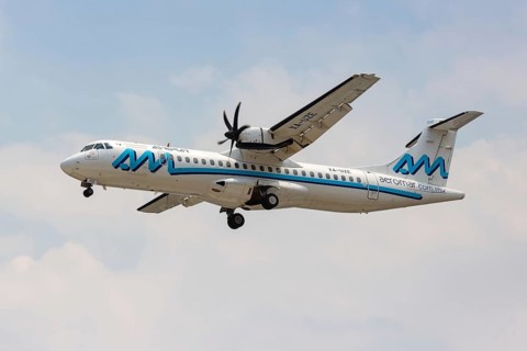 An Aeromar ATR 72-600 aircraft with registration XA-UZE at Mexico City Airport