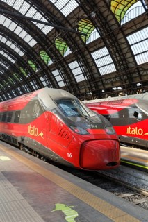 Italo ETR 675 Pendolino high speed trains of Nuovo Trasporto Viaggiatori NTV at Milano Centrale station in Milan