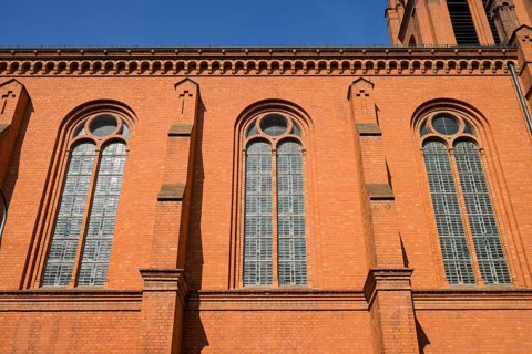 Church window made of gin bottles