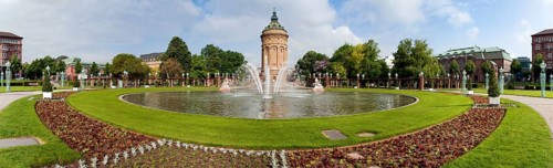 Water Tower at Friedensplatz Mannheim Panorama Germany