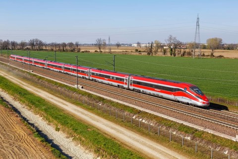 Frecciarossa FS ETR 1000 high-speed train of Trenitalia on the Milan