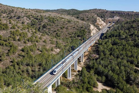 Alvia high-speed train of RENFE on the route Madrid