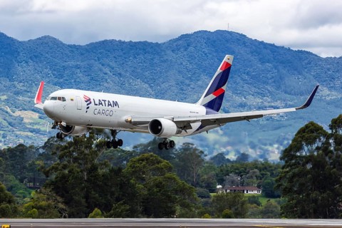 A Boeing 767-300F aircraft of LATAM Cargo with registration N536LA at Medellin Rionegro Airport