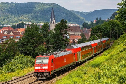 Regional train Regional train of bwegt by Deutsche Bahn on Geislinger Steige near Geislingen