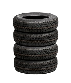 Set of winter car tires isolated on white background