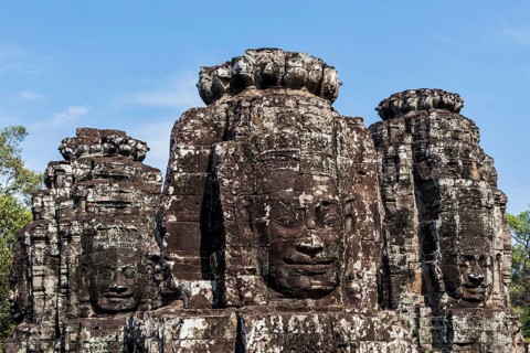 Ancient stone faces of Bayon temple